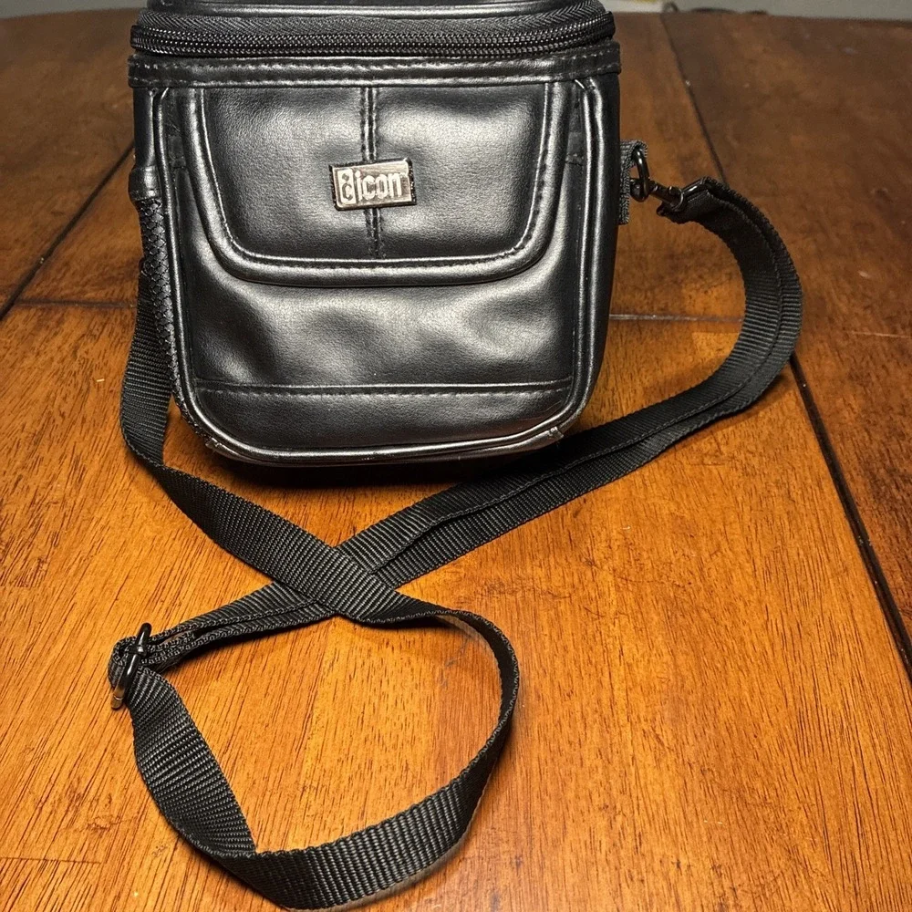Icon Small Black Camera Storage Bag 6x5x3 Adjustable Strap